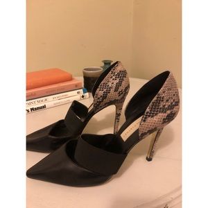 Stella McCartney black and snakeskin pumps + dust bag